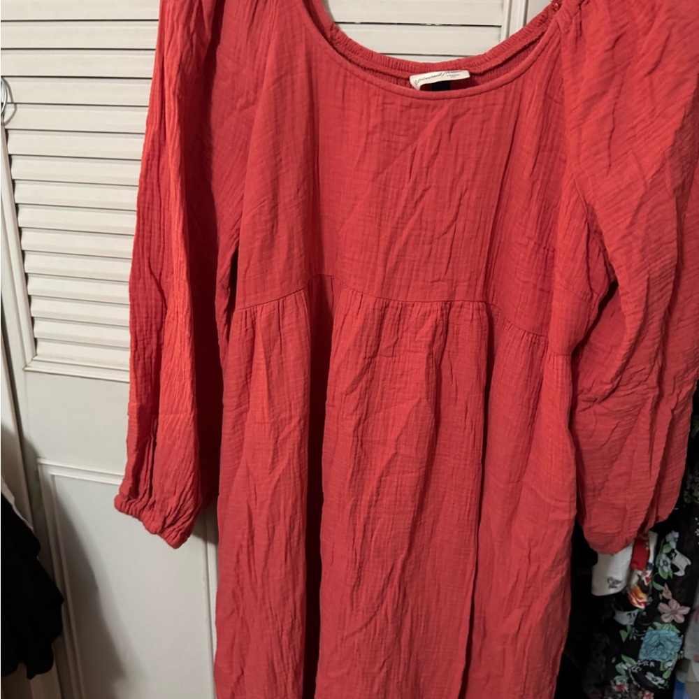 Universal Thread Coral Casual Sundress with Bishop Sleeves